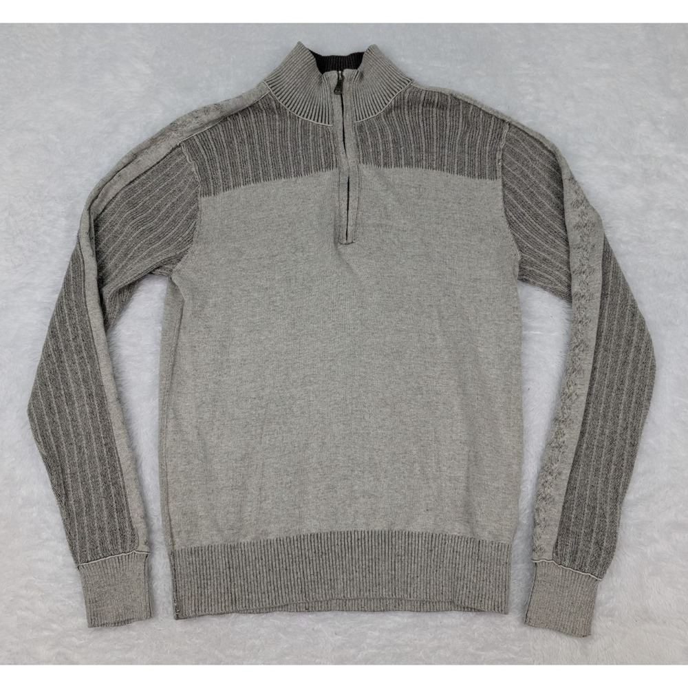 BKE 1/4 Zip Sweater Men's M Standard Fit Gray Long Sleeve Buckle‎